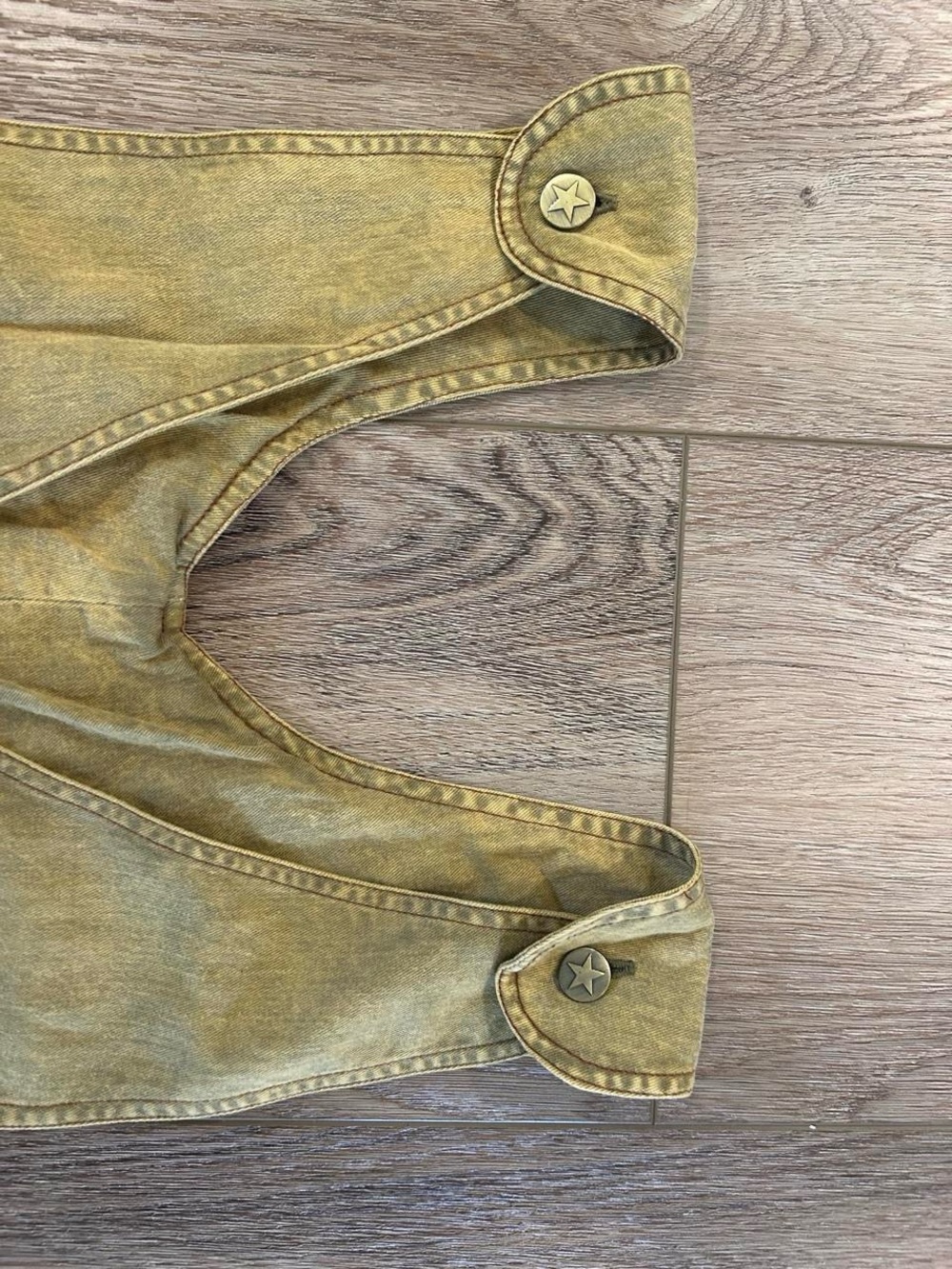 Chasing Unicorns Olive Green Denim Romper with Embroidered Waist Detail - Picture 8 of 8
